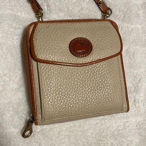 Vintage Dooney and Burke cream and brown leather crossbody bag
